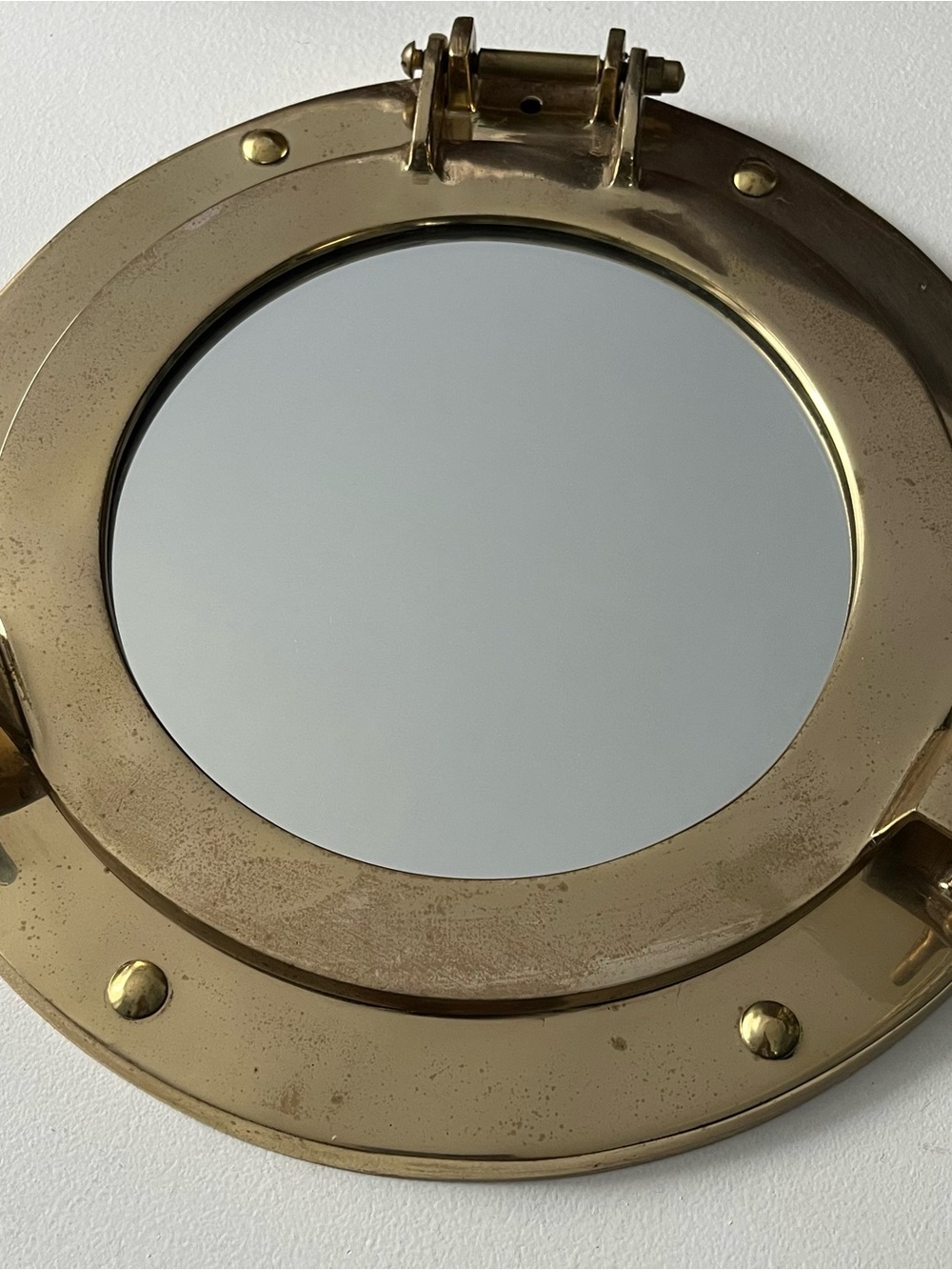 Vintage Brass Porthole Mirror Wall Decor Nautical Maritime Ship 9.25” diameter - Picture 2 of 7